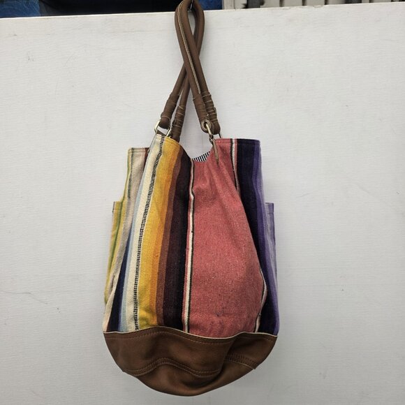 FREDD + BASHA Oversized Multi Convertible Serape Leather Funky Travel Bag BOHO - Picture 2 of 12